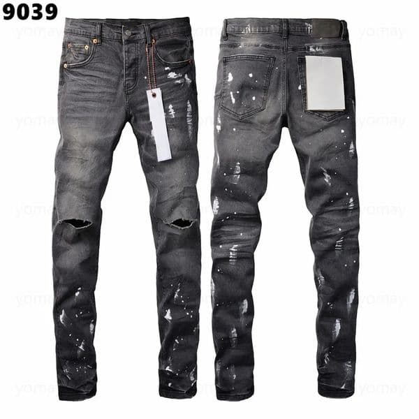 Purple jeans designer jeans for mens jeans high quality fashion mens jeans cool style designer pant distressed ripped biker black blue jean slim fit motorcycle AQ01