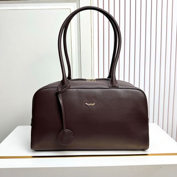26S Bowling Bag Retro Long Handle Bags Designer Tote Bag Lady Shoulder Bags Classic Calfskin Black Gold Metal Zipper Coin Small Pendant Luxury Handbag Airport 2026