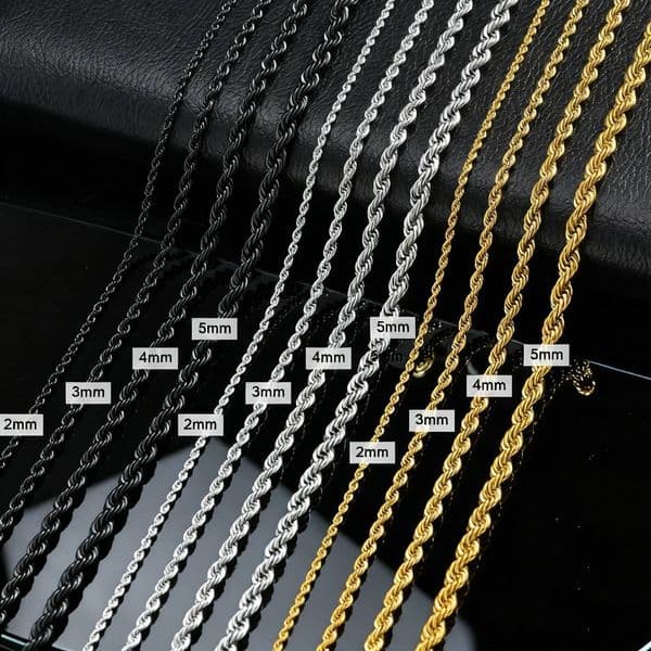 High Quality Classic Twisted Rope Long Necklace for Men Women,2/3/4/5mm Stainless Steel Metal Chain Collar,Hip Hop Punk Jewelry Gift