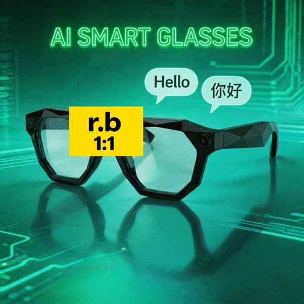 RB-META AI Smart Glasses Bluetooth Call HD Camera Anti-Shake Camera Glasses with Video Recording Dual Mic, Simultaneous Interpretation/GPT Identify Objects, 270mAh