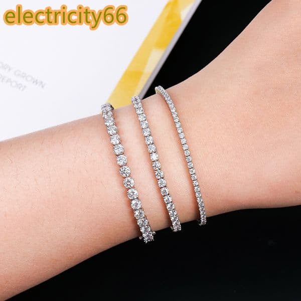 Factory Stock Men Women Jewelry Hip Hop Iced Out Real Solid 14k White Gold Vvs Round Lab Grown Diamond Tennis Chain Bracelet