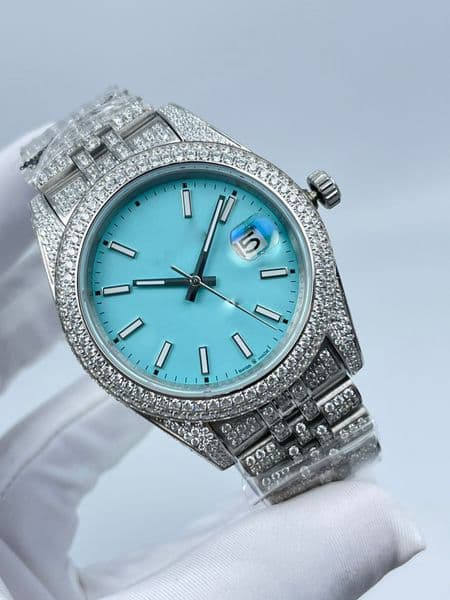 14 style men's wrist Watches 43mm Iced Blue dail Diamond Clasp 126334 126333 126300 Mechanical Automatic Full Diamond Stainless Steel straps mens watch Factory Maker