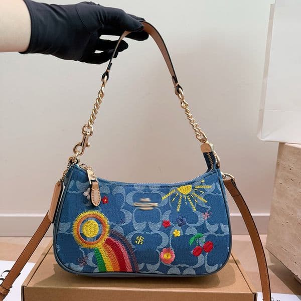Luxury Otabby Denim Bags Designer Mini Rowan Pillow Bags Women TERI bag with cherry pendant LAUREL Crossbody Hobos Tote Purse Dempsey Bucket Wallet Ladies Handbags 9