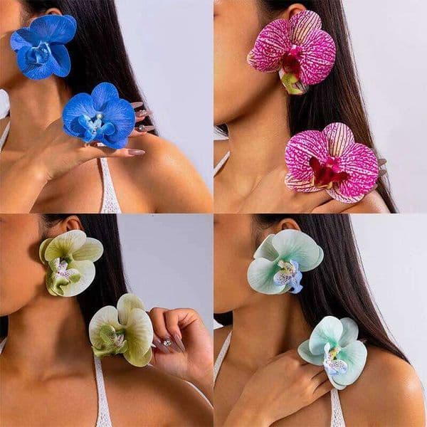 Classic Butterfly Orchid for Women Exaggerated Large Flower Elegant Female Wedding Earrings Ear Jewelry Gifts