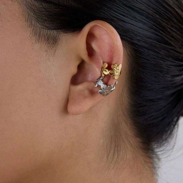 Vintage Metal Wrap Elegent Cuff Flower Ear Clip Stackable Women's Accessories Gift for Her Daily Wear