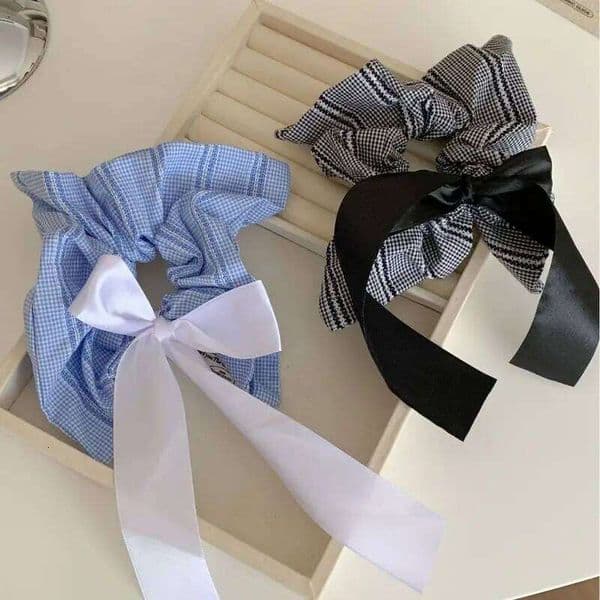 1pc New lace plaid hollow irregular ribbon bow headband, niche creative design, loose large intestine loop
