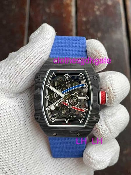 Men Watch Luxury Designer R Business Watch Mens Watches Designer Watch Super Clone Montres M67-02 Carbon Fiber Lightweight Hollow Watch Coloured Drawing Handly26