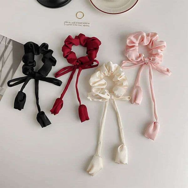 New Sweet Scrunchie for Women Bow Ribbon Flower Elastic Ties Cute Personalized Party Elegant Daily Wear Hair Accessories