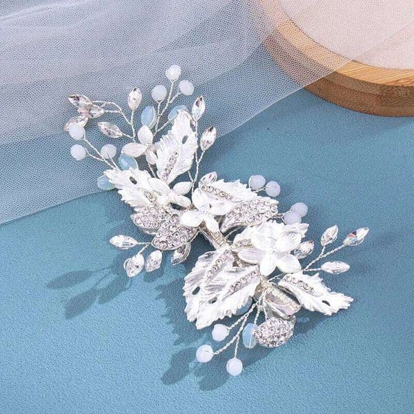 Crystal Pearl Hairpin Headband For Women Rhinestone Flower Hairband Bridal Wedding Hair Accessories Jewelry Clip Band