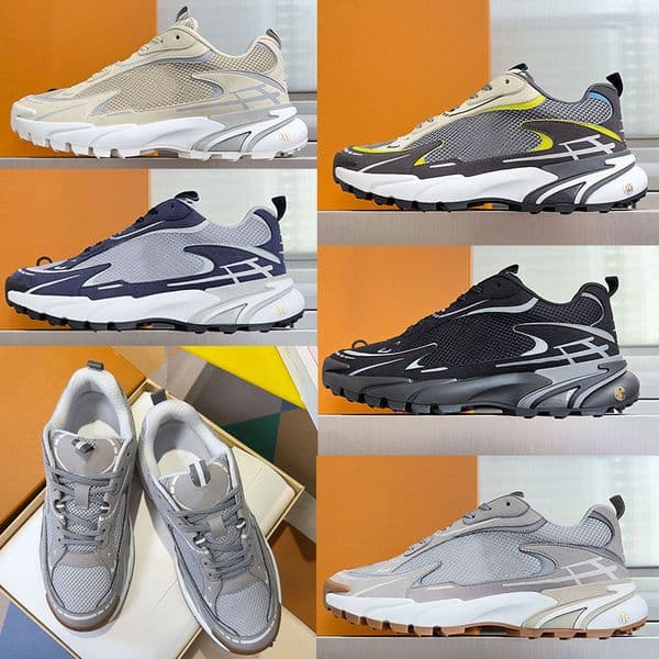 Famous Designer running shoes New Men Tatic Runner Sneaker Thick soled Man dad shoes Anthracite Gray Striped breathable mesh fabric TPU rubber anti slip outsole