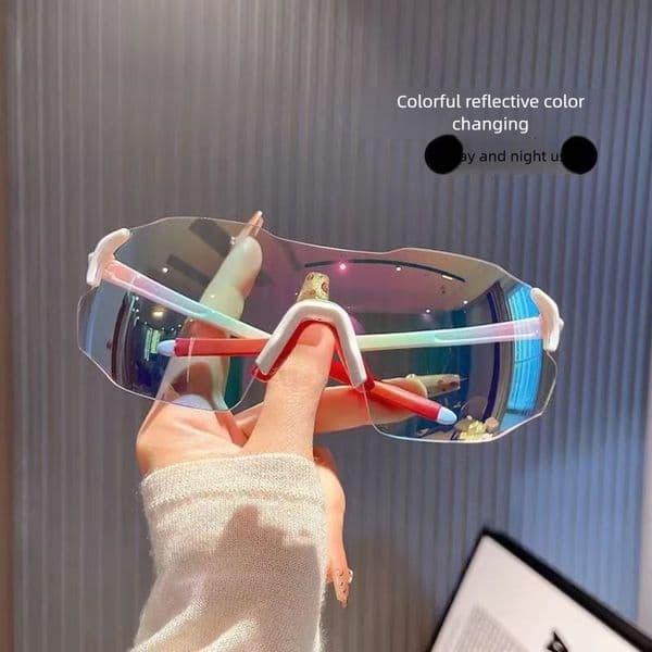 Colorful Reflective Color Changing Designer Sunglasses Luxury Men's And Women's Outdoor Day And Night Dual-use Windproof And Sunshade Riding Glasses