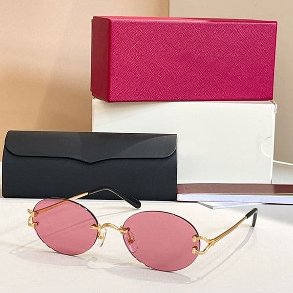 SUNGLASSES CLASS C DE MOTIF CT0551 Neutral Designer Oval Frameless Metal Mirror Frame Pink UV100% Lens Summer Beach Vacation Anti Croup Mirror Comes with Box