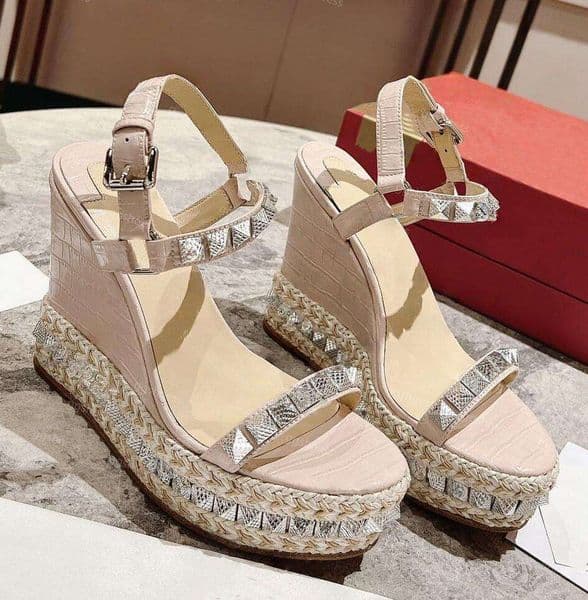 1 1 designer buckle high-quality platform sandals Luxury red mules women lace-up Glossy patent leather espadrille slippers Pyraclou casual outdoor ankle-strap wedge