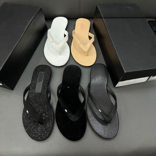 C designer shoes classic flat velvet starry angle flip flops for comfortable outdoor wear, women's sandals