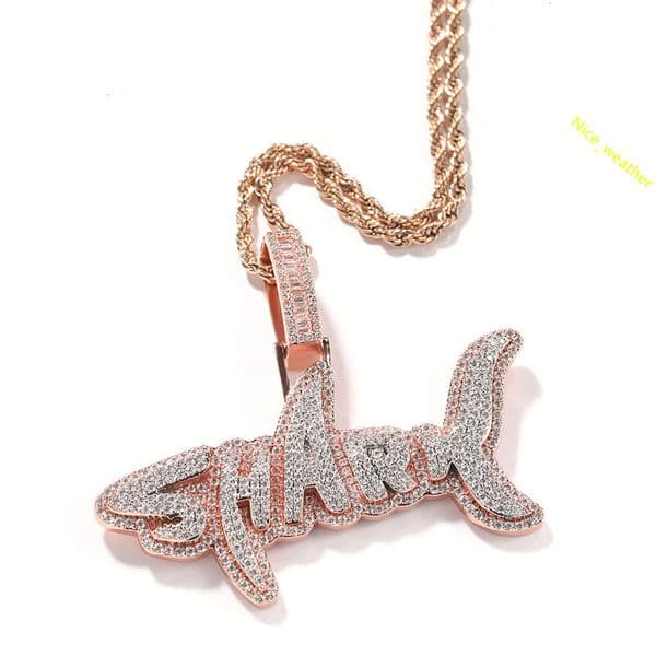 Iced Out Shark Letter Pendant Silver 925 D Color VVS Moissanite Pendants Hip Hop Custom Pendant for Rapper Men Rock Jewelry