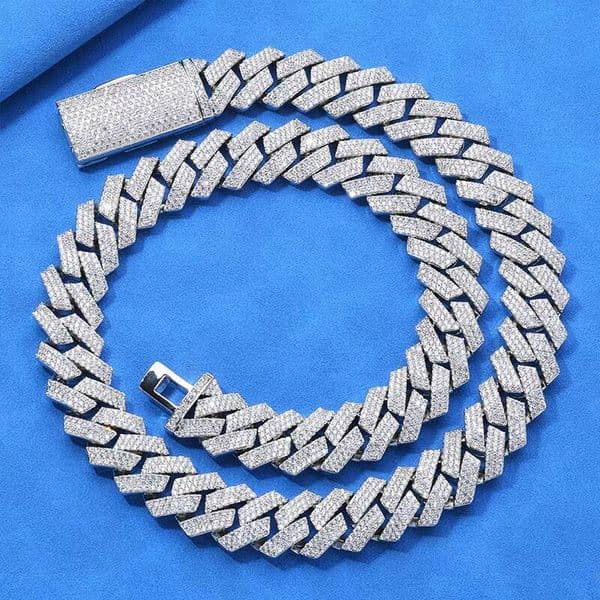 XP113 Customized 7-16mm Hip Hop Jewelry 925 Sterling Silver Diamond VVS Moissanite Cuban Chain Necklace
