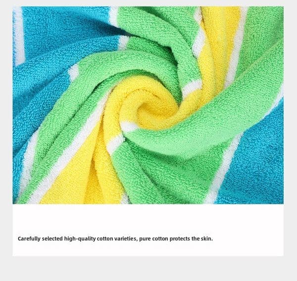 All-cotton yarn-dyed striped towel fabric, thickened, cut-pile, bamboo-cotton, untwisted, customizable, hooded cape style, absorbent