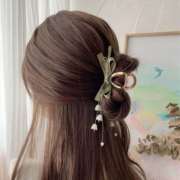 1PC New Linglan tassel large size grab with high-end temperament, shark clip fairy retro hair accessory