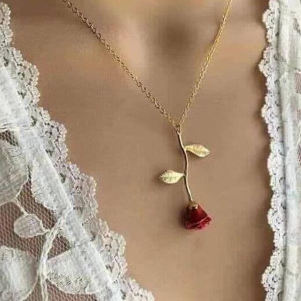 Fashion Oil Drop Rose Flower Versatile Collarbone Chain Elegant Personality Necklace Choker Valentine's Day Women's Small Gift Wholesale