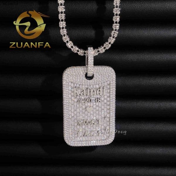 Hip Hop Pendant Moissanite Hip Hop Jewelry Iced Out Dog Tag Pendant 925 Silver Moissanite Pendant With Letter