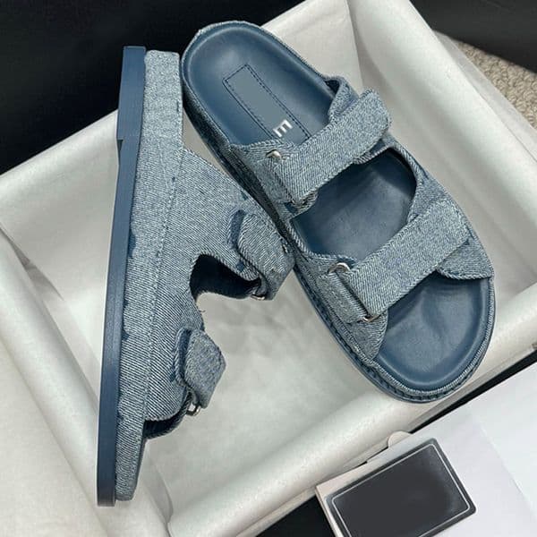 Women New Arrivals Blue Denim mules Designer Denim slip on without the back strap summer sandals Luxury quality comfortable beach casual mules Size 35-42