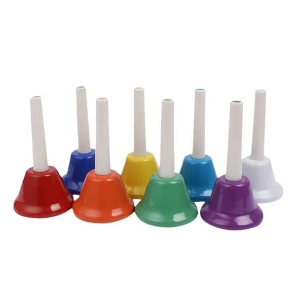 Hand Bells Colorful Diatonic Metal Bells Hand Percussion Bells Musical Bells for Classroom Party Tax Duty Free HJ