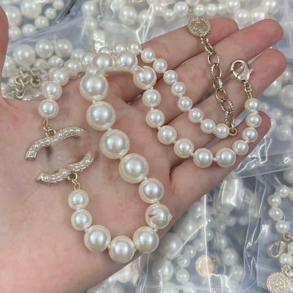 Cc Necklace Jewerly Designer Chanlly Necklace Jewerly Double C 100th Anniversary Large And Small Pearl Necklace Collarbone Chain For Women