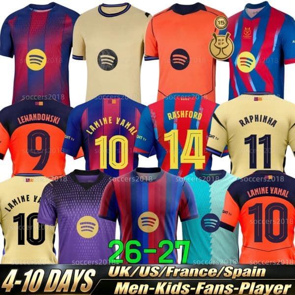 Barcelona 25 26 27 LAMINE YAMAL Soccer Jerseys PEDRI RASHFORD LEWANDOWSKI 4TH Camiseta De Football Shirt RAPHINHA GAVI F.DE JONG KOUNDE 2025 2026 Fourth Men Kids kit