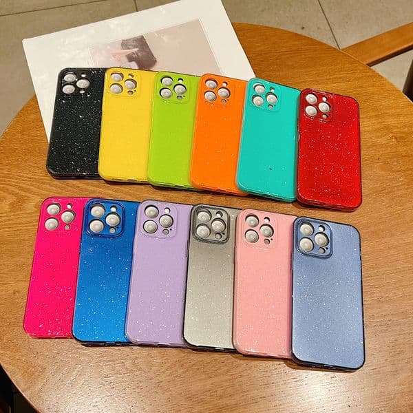 Colors Glitter TPU Phone Case, Shockproof Protective Cover for iPhone 16/15/14/13/12 Pro Max, Aesthetic Bling Sparkle Case for Women Girls