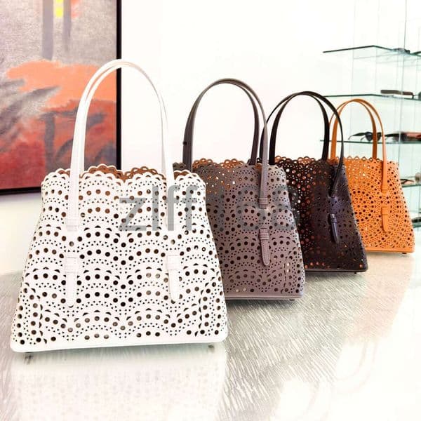 Luxury alaiabags Designer beach bag Womens purple Genuine Leather hollow out embossing tote Bag Purse and Handbag Crossbody bucket Clutch shop Basket Shoulder bags