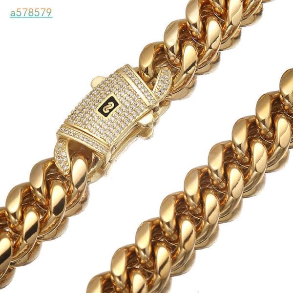 DUYIZHAO Hip Hop Style Stainless Steel MoissaniteVVS Monaco Chain Gold Plated 6/8/10/12/14/16mm Miami Cuban Link Chain With Moissanite For Men