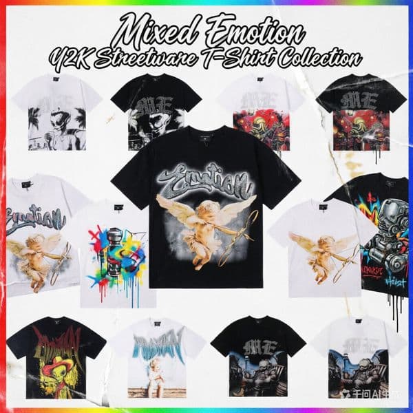 mixed emotions shirt men rhinestone designer t shirt y2k shirt graphic tee summer loose fit shirts campus fashion shirt casual shirts hip hop tees MIXED EMOTION