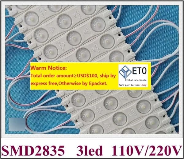 NEW AC 220V / 110V Input PVC Injection LED Light Module For Signs 2W 250lm SMD 2835 3 Led IP65 85mmX18mm Super Bright LL tax Duty Free HJ