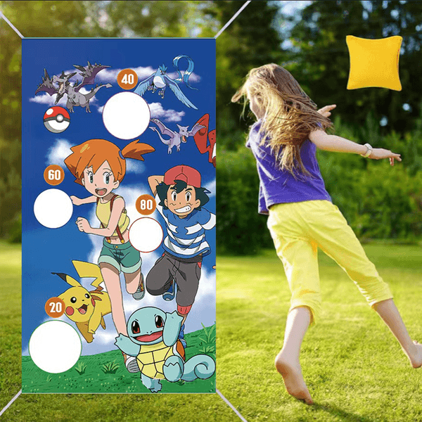 Themed Bean Bag Toss Game with Colorful Banners Ideal for Indoor/Outdoor Parties