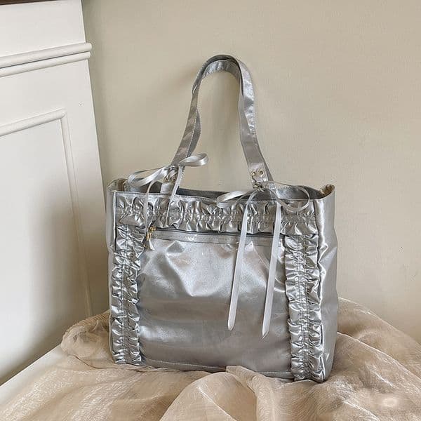 High-Value 2025 New Fashion Versatile Two-Dimensional Cute Bowknot Transparent Badge Pain Bag for Girls