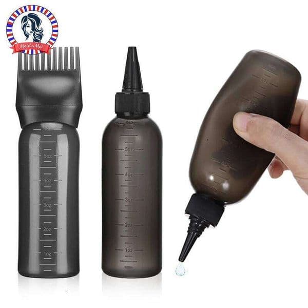 2-pice Plastic Refillable Squeeze & Root Comb Applicator Bottle Set Precision Hair Dye Application-Multipurpose