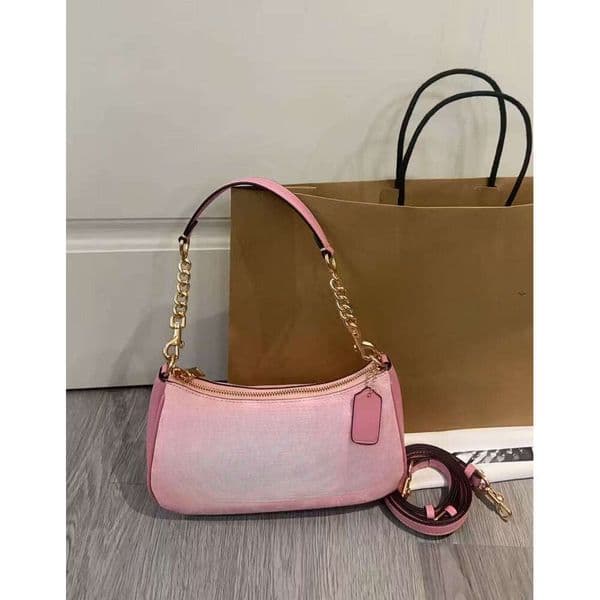Women's Signature Print Hobo Bag Teri Lightweight Underarm Purse With Zipper Closure And Detachable Crossbody Strap