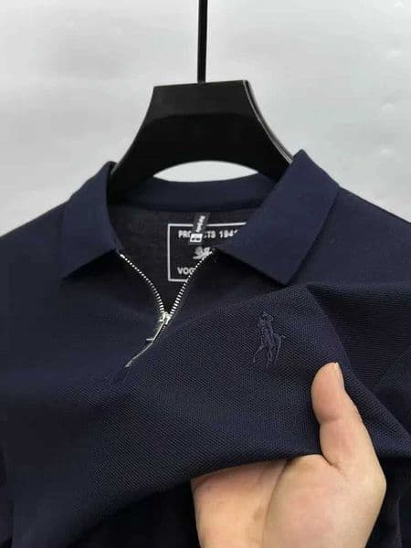 High end brand embroidered mens short sleeve half zip polo shirt short sleeve summer breathable business casual Paul T-shirt Z251104 — detail 1