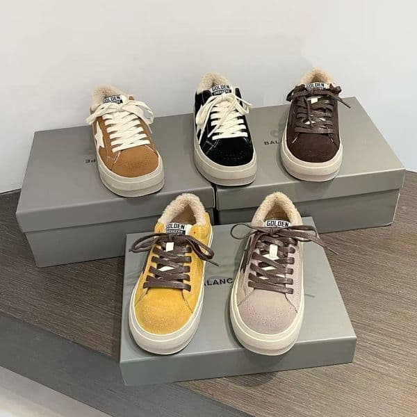 2026 new model Designer's new leather distressed dirty little dirty shoes lamb fur shoes star plus velvet cotton shoes casual flat bottom women's shoes board shoes