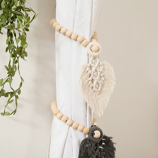 Macrame Leaf Curtain Tie Backs Boho Fabric Handmade Curtain Holdbacks Handmade Woven Drapery Ties