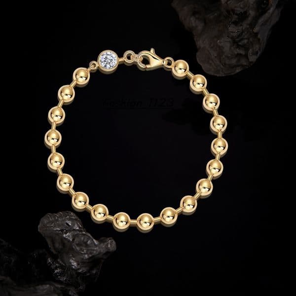 Hot Selling Moissanite Gold Bead Bracelet S925 Silver with 18K Plating Minimalist Jewelry for Women Bracelet