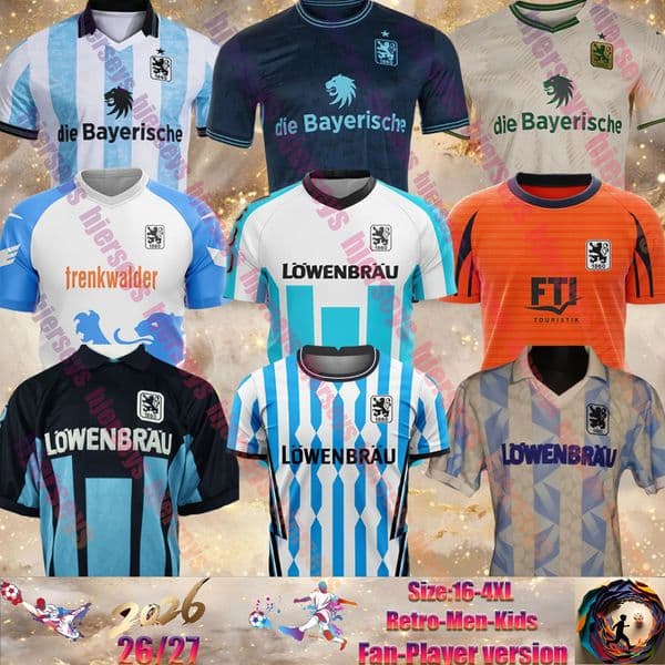 4XL TSV 1860 MUnchens Soccer Jerseys Retro 1992 1996 26 27 Home Away Third HAUGEN CHRISTIANSENF ynn Lakenmacher Vrenezi Meris Skenderovic Marcel Men Football T-Shirt
