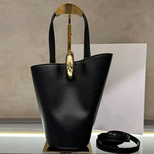 luxury bag designer shoulder golden buckle handbag asymmetric vegetable basket high quality genuine leather black tote purse crossbody bag 12A
