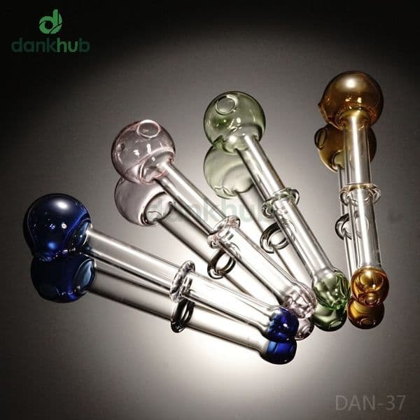 Dankhub 5.3inch Height Glass Oil Burner Colored Glass Pipe Thick Oil Pipe Double Headed Oil Burners 30mm Bowl Diameter