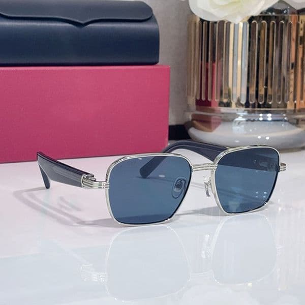 26ss Popular Brand CT Sunglasses For Men CT0538 silvery Metal rectangular frame glasses blue lens UVA UVB 100% protection Mens driving goggles With packaging box