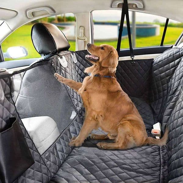 Seat Cover for Back Seat, Waterproof with Mesh Window, Scratch Prevent Anti-slip Dog Bed Car Hammock, Standard 26H0202