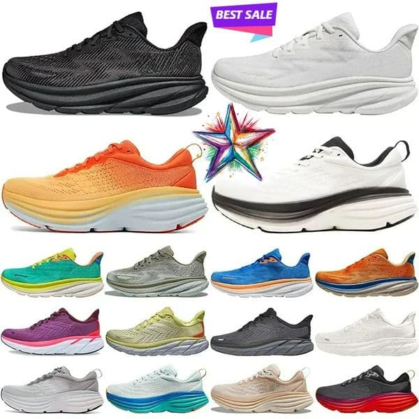 2026 Top designer shoes Bondi 8 Clifton 9 Runner shoes Triple Black White Trainers Lifestyle Outdoor height-increasing and comfortable men and women sports shoes