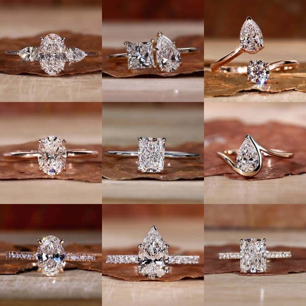 Luxury 3CT Oval Cut Three Stone 18k Plated 925 Silver Engagement Rings IGI Certified Lab Grown Diamond Ring