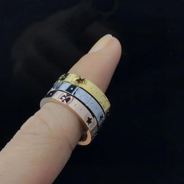 Ring Love S Nail Titanium Steel Engraved Letter Pattern Designer Engagement for Women - Mens Fashion Rings Size 4-12 Gold Silver Rose Wedding Party Gift