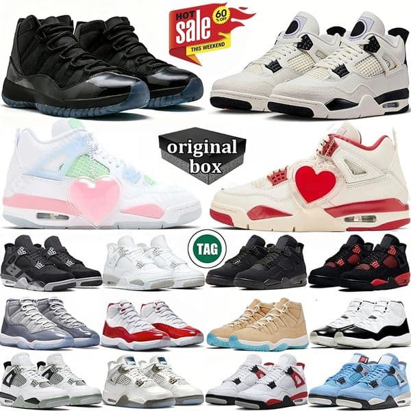 Designer Basketball Shoes 4s and 11s for Women Military Sail Red Black cat 2025 Cement Yellow Thunder White Oreo Cool Grey Gamma Blue University Seafoam Men With Box